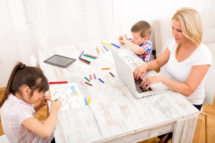 mother-working-from-home-with-children