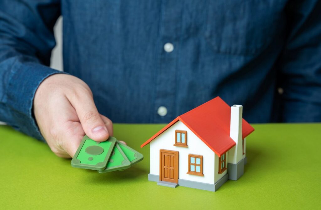 The man pays rent for housing. Payment of bills and utilities