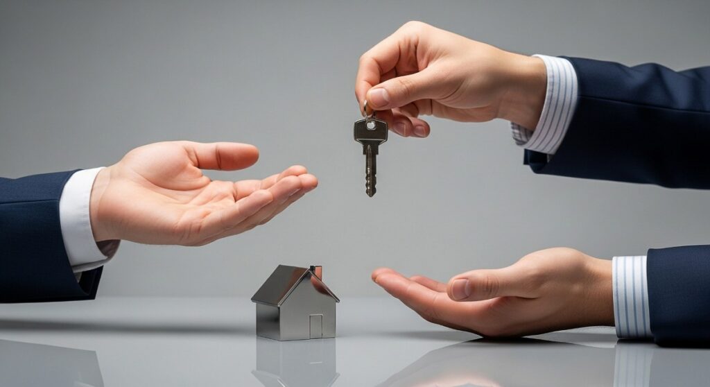 person handing over house keys